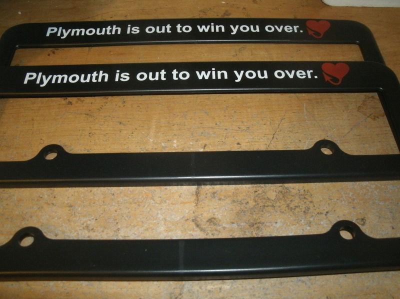 Plymouth road runner gtx belvedere barracuda valiant license plate frames pair 