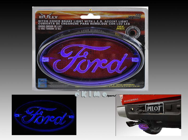 Bully ford 1.25" & 2" trailer towing hitch receiver cover with led brake light