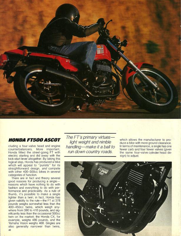 1982 honda ft500 ascot motorcycle road test with dyno specs 8 pages ft 500