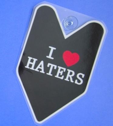 ## jdm badge i love haters heart car decal funny not vinyl sticker ##