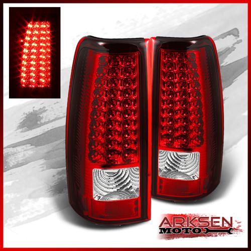 03-06 silverado 04-06 gmc sierra pickup red clear led tail lights lamp pair set