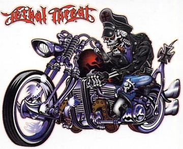 Old school skeleton biker german leather iron cross sticker/ decal lethal threat