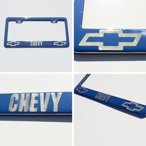 New chrome license plate frame laser engrave chevy car suv truck stainless steel