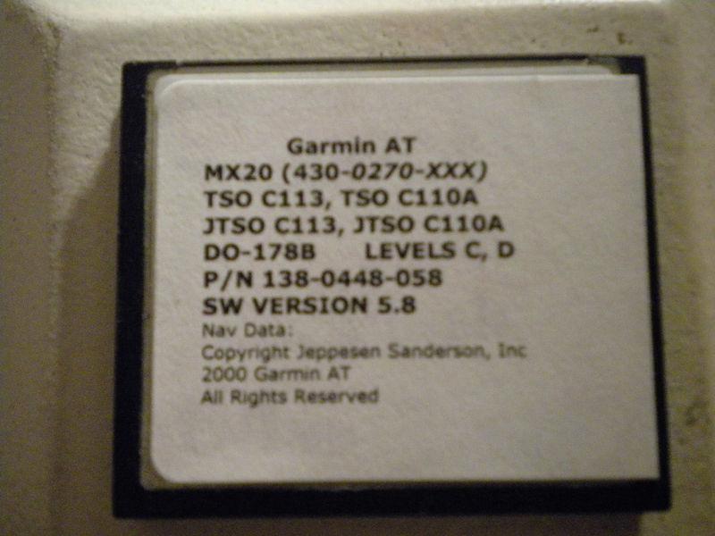 Garmin mx20 data card with  5.8 software the last software released