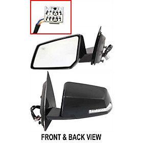 Power heated side view door mirror assembly driver's left manual fold