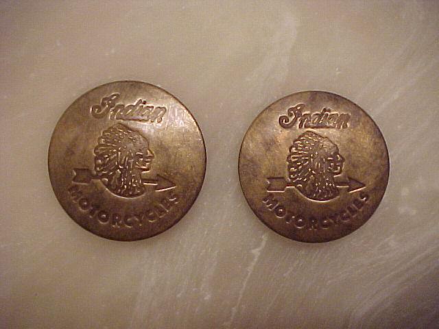 Pair of  badges vintage indian motorcycle brass biker jacket badge