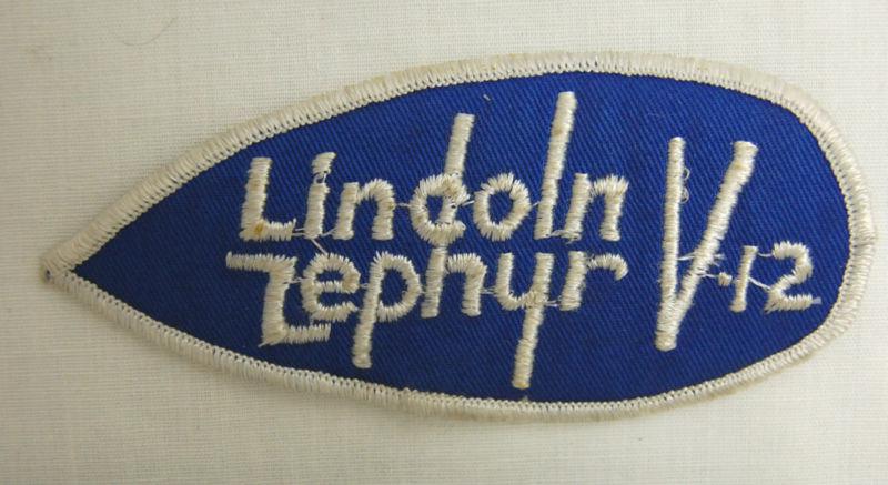 Vintage lincoln zephyr  v-12 sew on jacket patch hot rat rod gasser nhra nascar