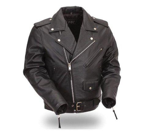 Fmc size 60 men's classic motorcycle leather jacket w/ zip-out liner