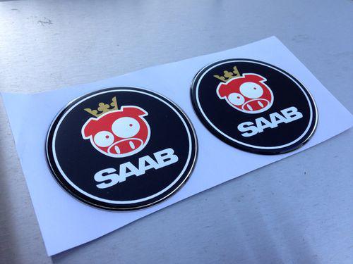 Saab black rally pig emblem decal 9-2x hood trunk 2.5"/63.5mm us seller!