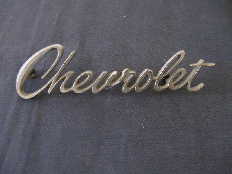 Chevrolet emblem  badge script  metal  vintage name plate trim 3941255