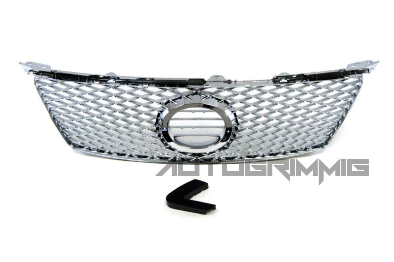 Chrome is-f style front grille for lexus 06-08 is250 is350 07 oem replacement