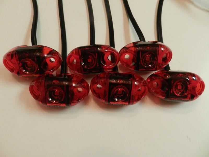 (6) led lights red surface mount clearance marker trailer made in usa 