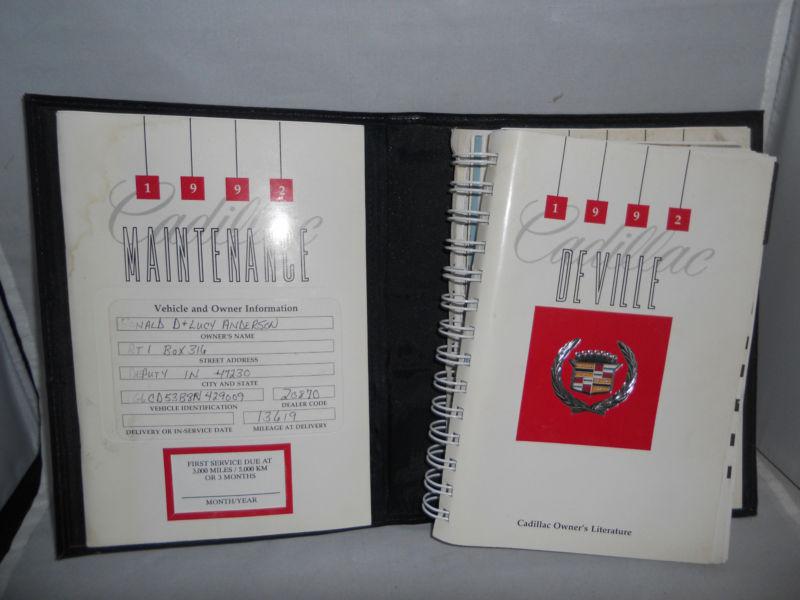 (1) 1992 cadillac de ville owners manual with case