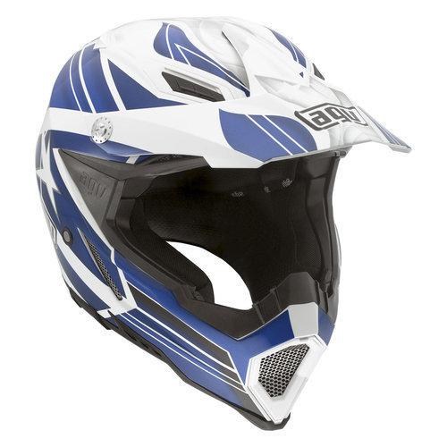 New agv ax-8 flagstars offroad motorcycle helmet adult white blue xl x-large