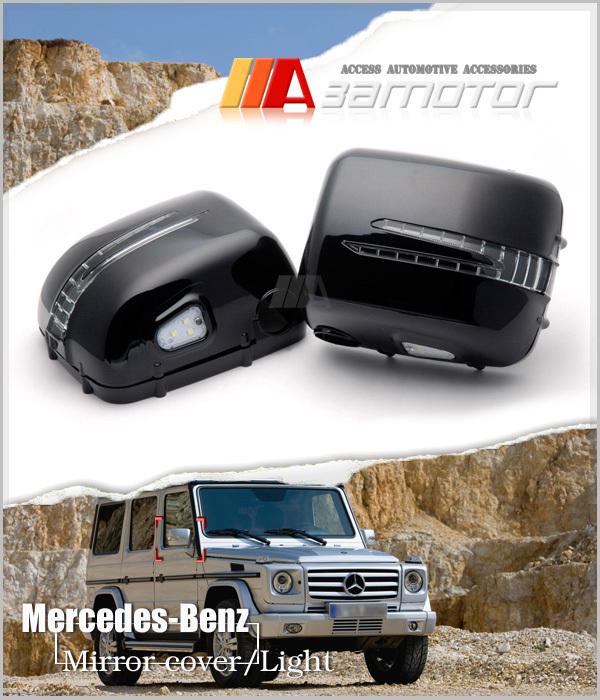 G63 look mercedes w463 g-class 90-02 led black side mirror cover g55 g500 mlt8