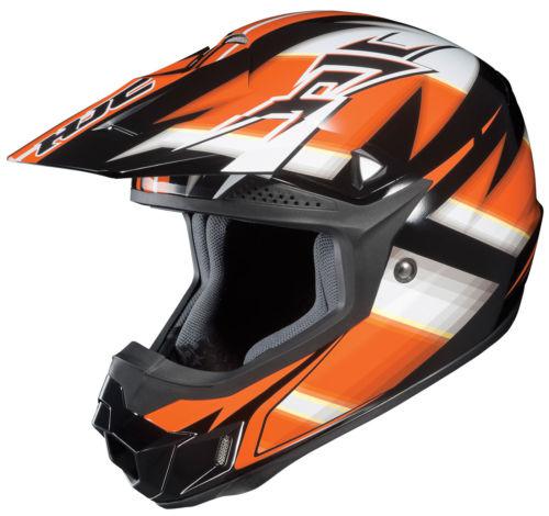 New hjc cl-x6 motocross spectrum adult helmet, black/orange/white, large/lg