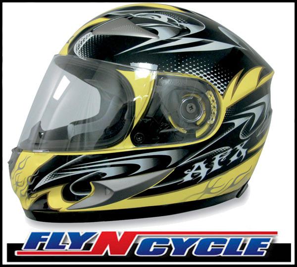 Afx fx-90 yellow w-dare medium full face motorcycle helmet dot ece