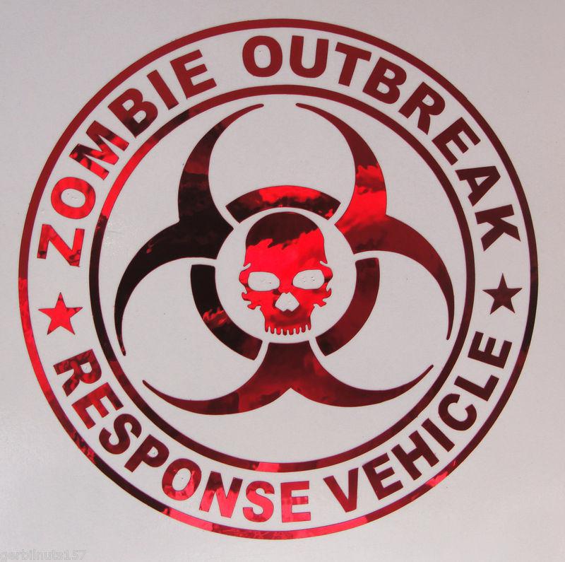Zombie outbreak response vehicle decal 4"- apocalypse hunter unit team sticker
