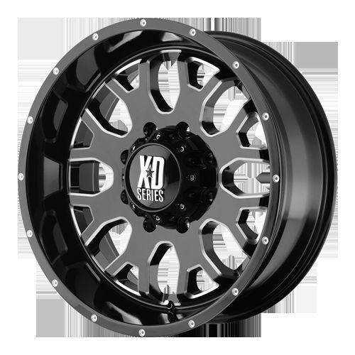 20x9 kmc xd series menace xd808 5,8 lug 4 new black wheels free caps lugs stem