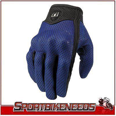 Icon pursuit blue perforated leather glove x-large