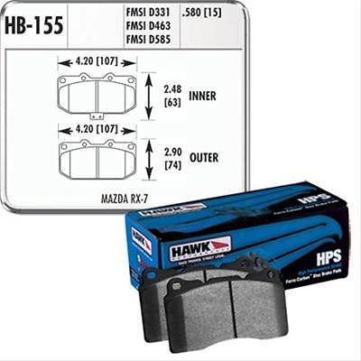 Hawk performance hb155f-580 brake pads ferro-carbon hps front mazda rx-7 set