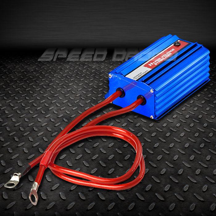 Universal efficient car battery voltage stabilizer regulator+ground cable blue