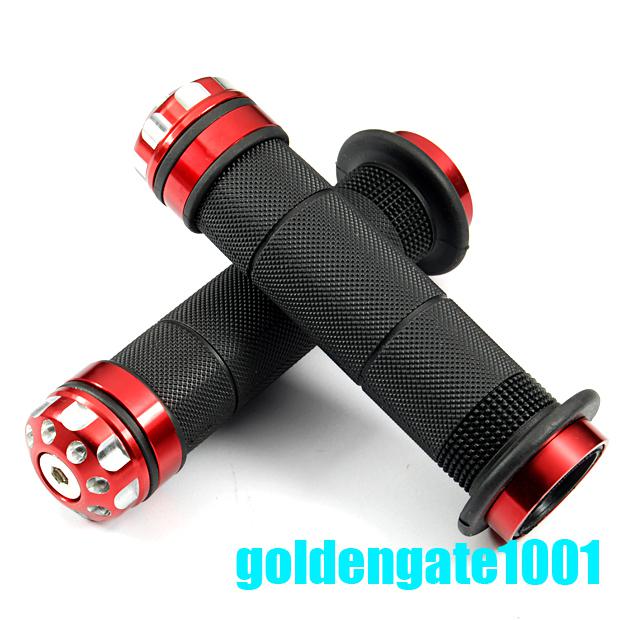 7/8" new chrome red motorcycle rubber handlebar grips 2ps fit for universal hot