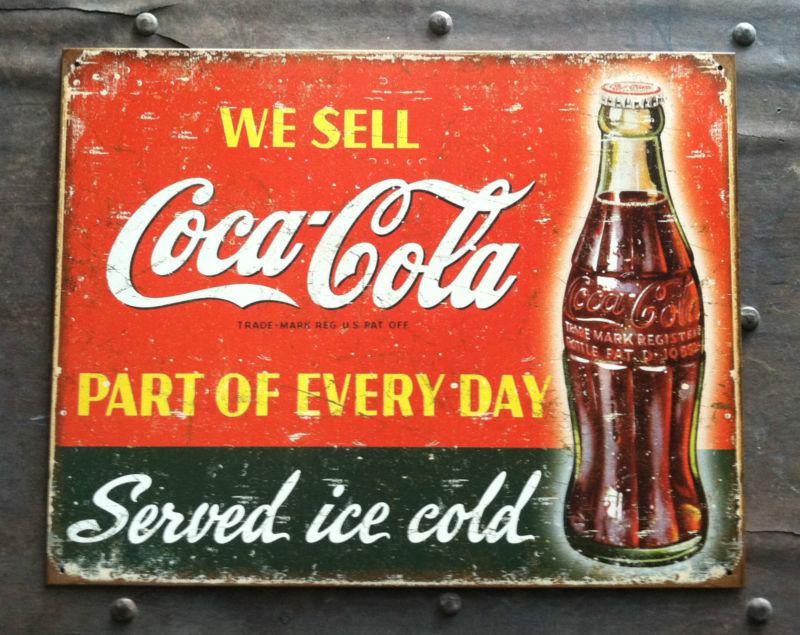 Coca-cola ice cold   * man cave metal sign ford chevy oldsmobile tattoo