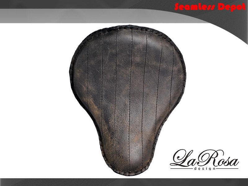16" larosa rustic black leather tuk & roll harley fxst bobber rigid solo seat