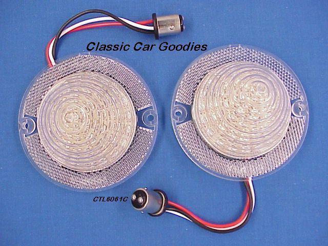 1960-1961 chevy red led tail light insert (2) clear lens + free flasher