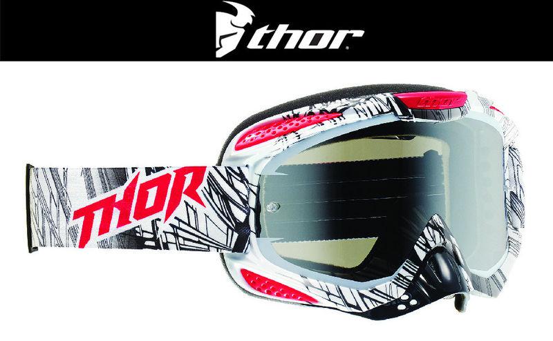 Thor ally urban white red dirt bike goggles motocross mx atv gogges googles 2014