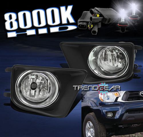 12-13 toyota tacoma bumper driving fog lights+8000k hid+chrome trim cover+switch
