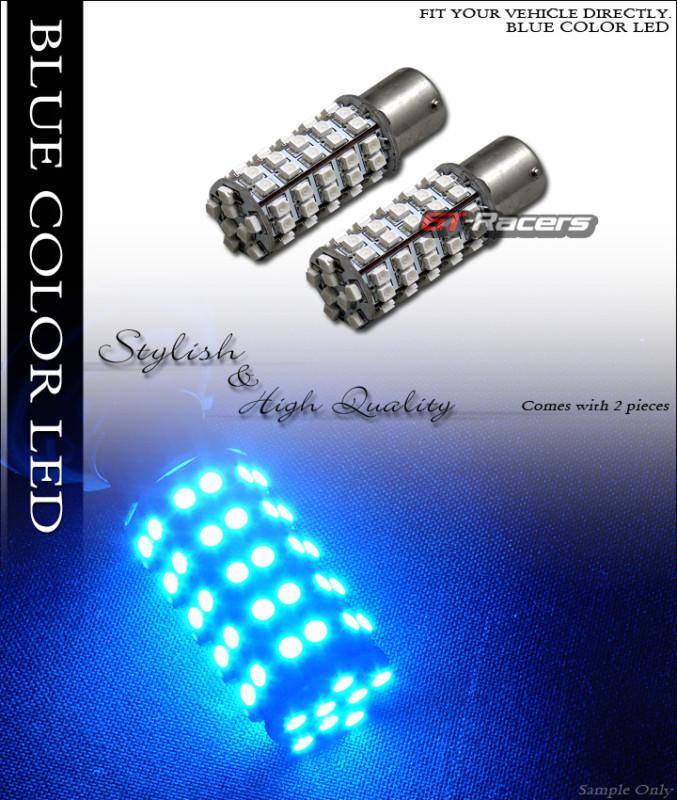 2x blue 1156 ba15s 68x smd led backup/reverse tail light bulbs 5007 5008 500967