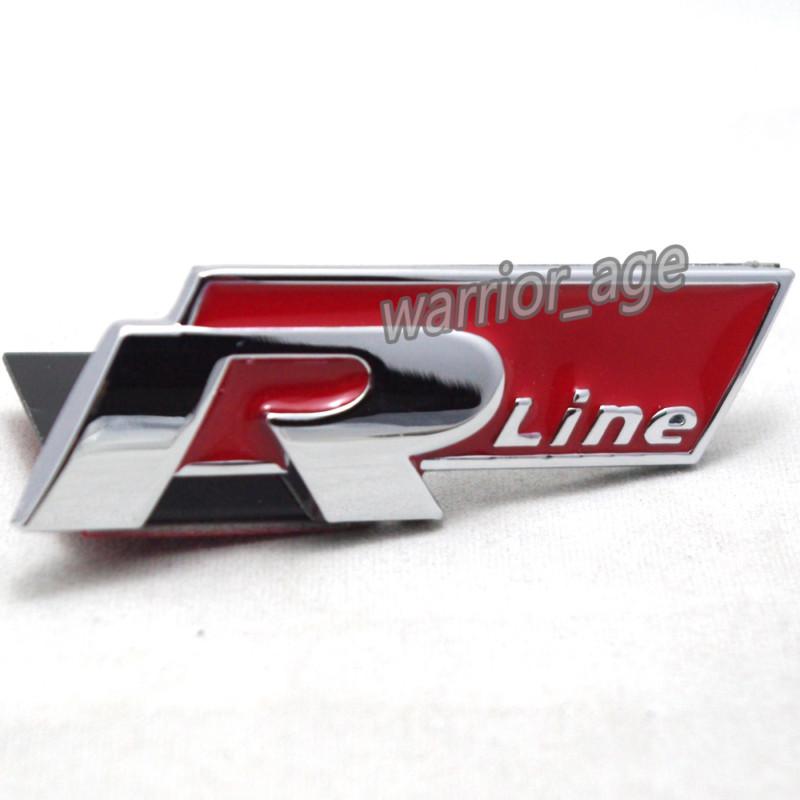 Rline sport emblem front grille badge decal red for vw golf jetta passat polo cc