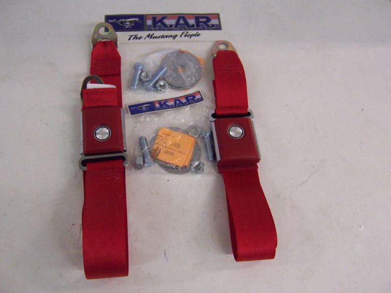 1965-1970 fairlane,galaxi,ford  seat belts;set 2!br red