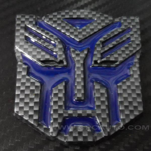 Car truck emblem badge sticker carbon fiber transformers autobot blue