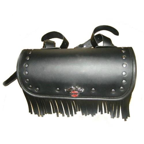 Motorcycle universal toll bag pu leather tassels saddlebag luggage bag black 