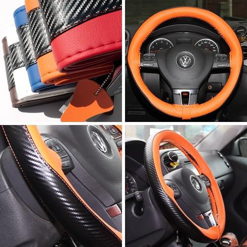 47025 14-15" 38cm steering wheel cover orange leather fiat wrap bmw audi car suv