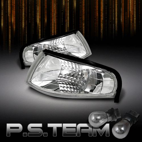 94-98 ford mustang euro clear corner signal parking lights+3157 silver bulbs