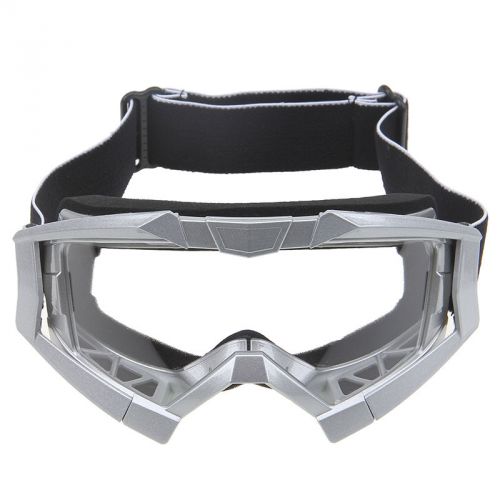 Silver motorcycle motocross dirt bike off road helmet goggles eyewear clear lens