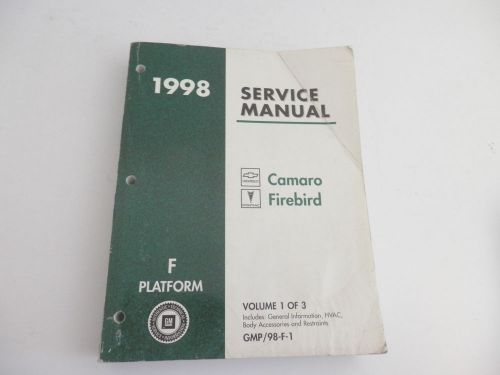 1998 service manual camaro firebird f platform volume 1 hvac restraints cars