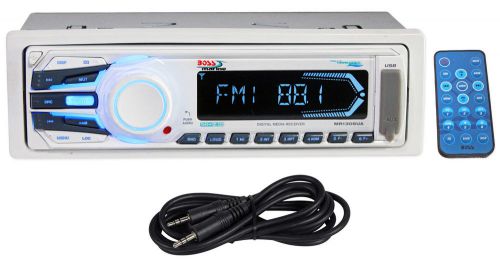Boss mr1306ua marine digital media stereo receiver usb sd am/fm radio+aux cable