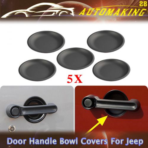 5pcs abs black door handle bowl trim cover for jeep wrangler jk unlimited 4 door