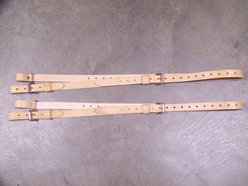 Leather luggage strap for luggage rack/carrier~(2) strap set~natural w/stainless