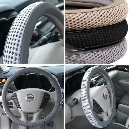 Steering wheel cover 51205 leather honda toyota grey nissan 14"-15" 38cm suv car
