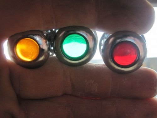 Old dash panel instrument lights x3 red green amber hot rod gasser scta rat