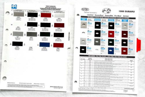 1999 subaru dupont and ppg   color paint chip charts all models original