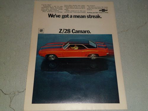 1969 chevrolet z28 camaro article / ad
