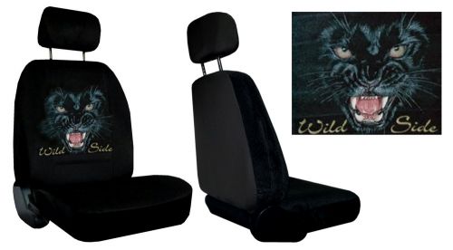 Wild side panther gold eyed black 2 low back bucket car truck seat covers pp 3a