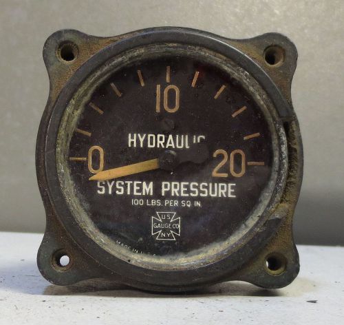 Vintage u.s. aw-1-7/8-17-bc hydraulic system pressure aircraft indicator gauge
